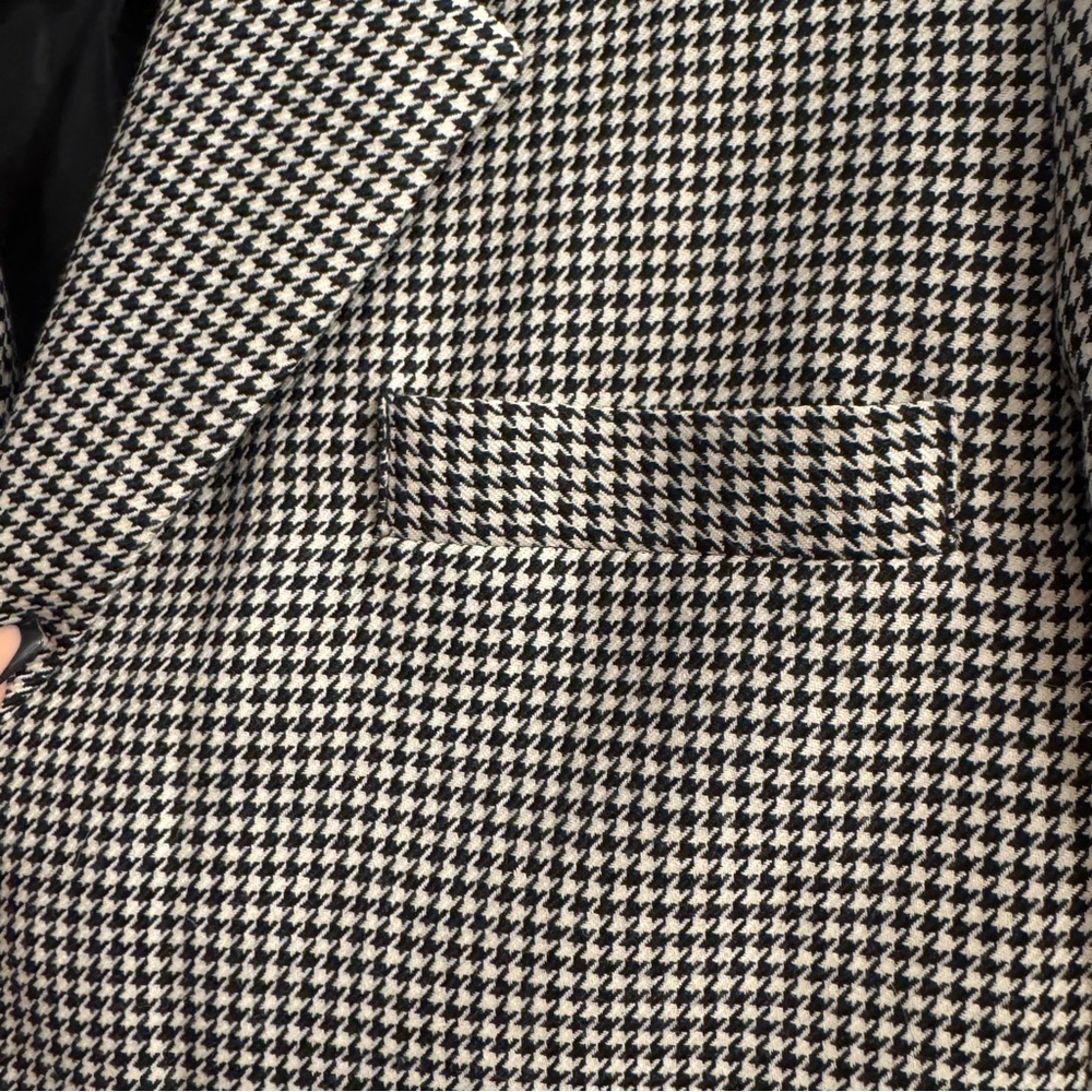 Vintage Hillary Charles Houndstooth Wool Lined Button Up Blazer Size 14 - Picture 2 of 6